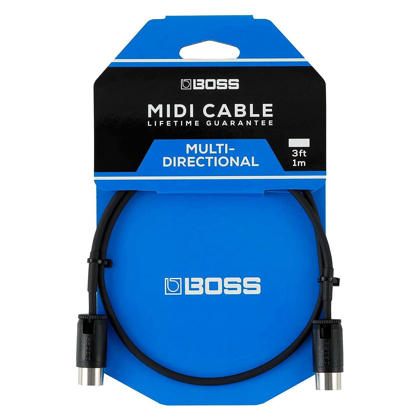 BOSS 3ft/1m Length – Space-Saving MIDI Cable with Multi-Directional connectors, Perfect for pedalboards and All MIDI Applications. (BMIDI-PB3)