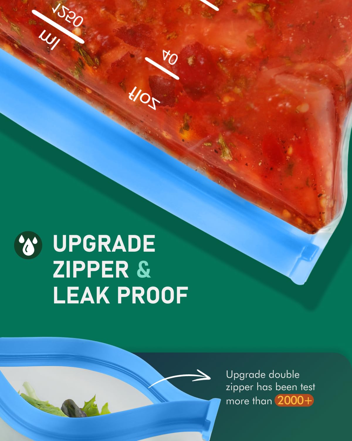 IDEATECH Reusable Freezer Bags 24 Pack Xlarge Leak-Proof Silicone BPA Free Family Stand Up Standing Small Food Storage Gallon Kids Plastic Pouch for Sandwich Soup Snack Meat