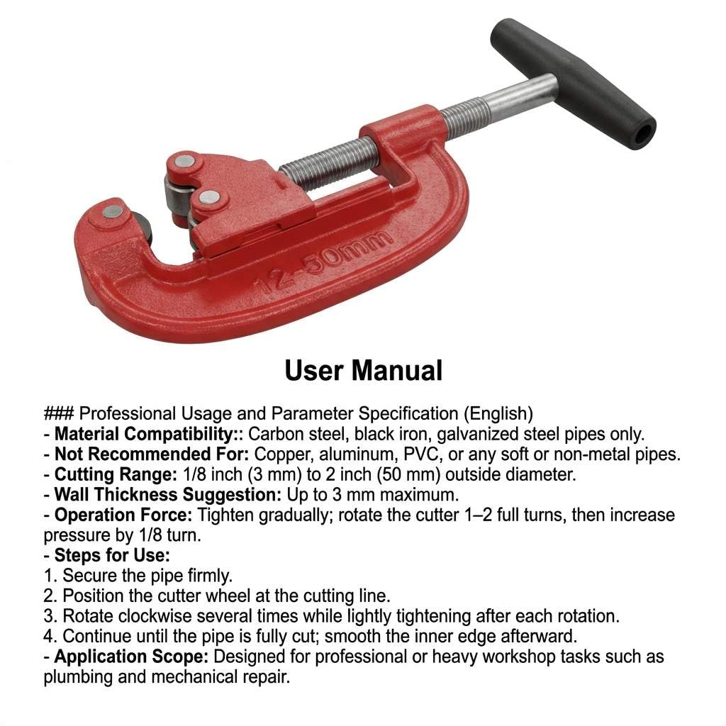 QWORK Heavy Duty Pipe Cutter, 1/8-inch to 2-inch Steel Pipe Cutter