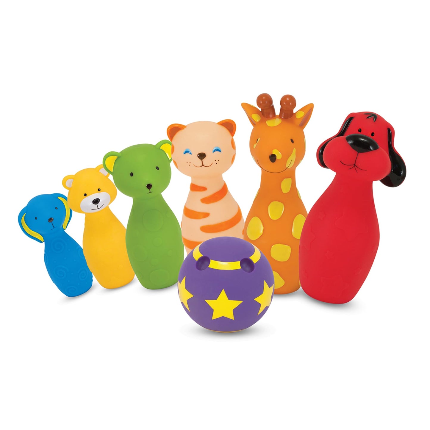 Melissa & Doug K's Kids Bowling Friends Play Set and Game with 6 Pins and Convenient Carrying CaseIndoor Outdoor Bowling Set, Soft Plastic Animal Pins, for Ages 2+
