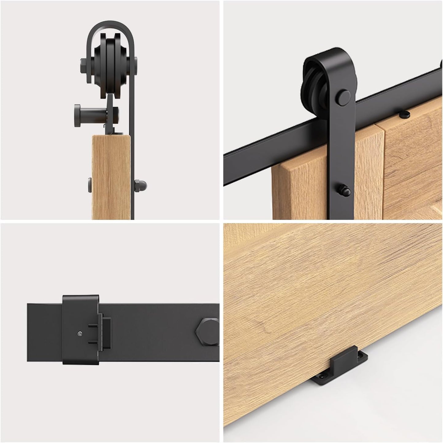 6 FT Black Barn Door Hardware Kit, Dulcii Heavy Duty Steel Slide Sliding Track Rail Hanger Roller 183cm Roller Door Hardware