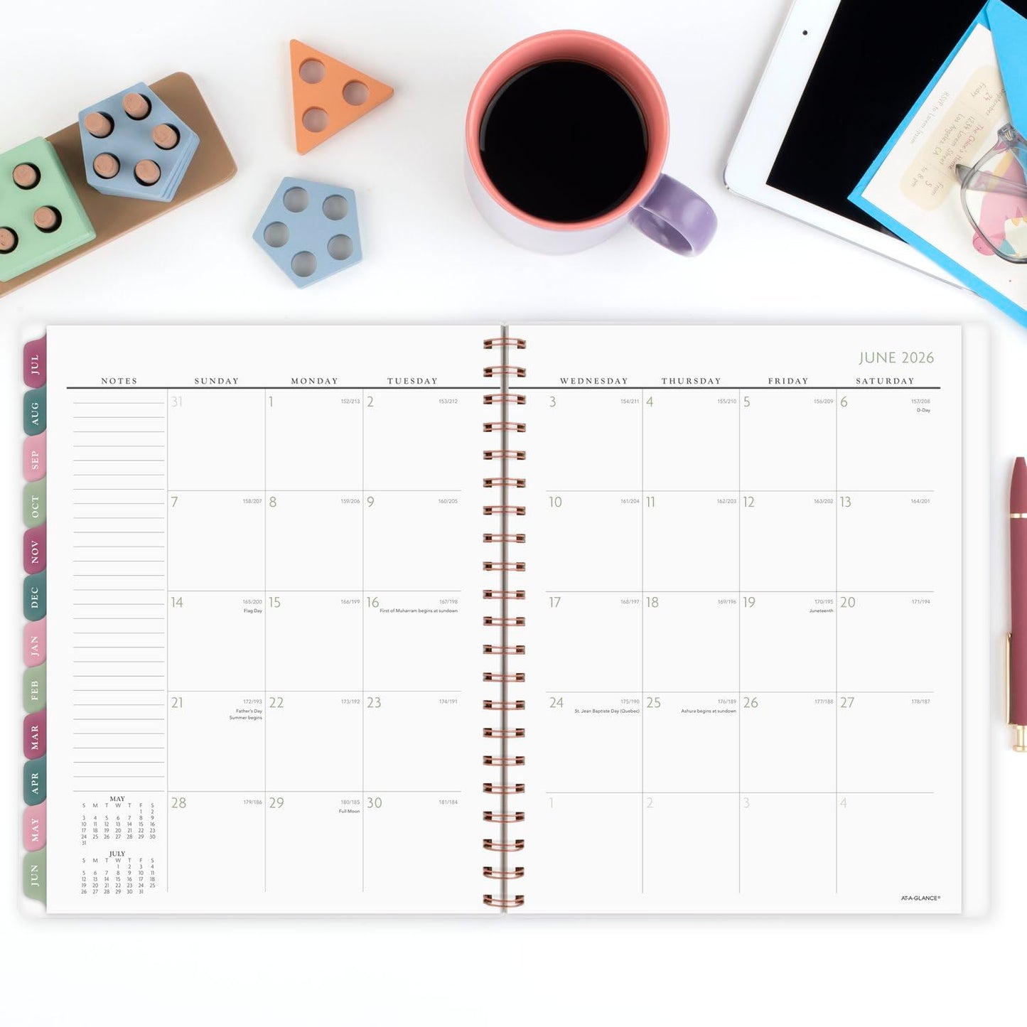 AT-A-GLANCE Planner 2025-2026 Academic, Weekly & Monthly, 8-1/2" x 11", Large, Monthly Tabs, Flexible Cover, Badge Floral (1734F-905A)