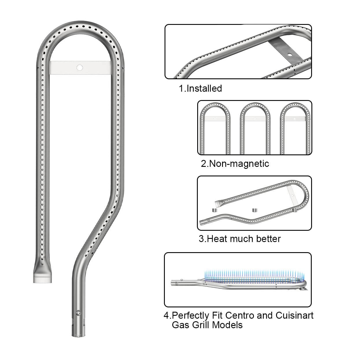Grill Burner and Heat Plate for Centro G41501, G41503, G50201, G50202, G50203, G50204, G50205, G50206, G50207 Cuisinart G51213, G51214, G51215, G51216,or CGG-200, CGG-220, CGG-240 Gas Grills