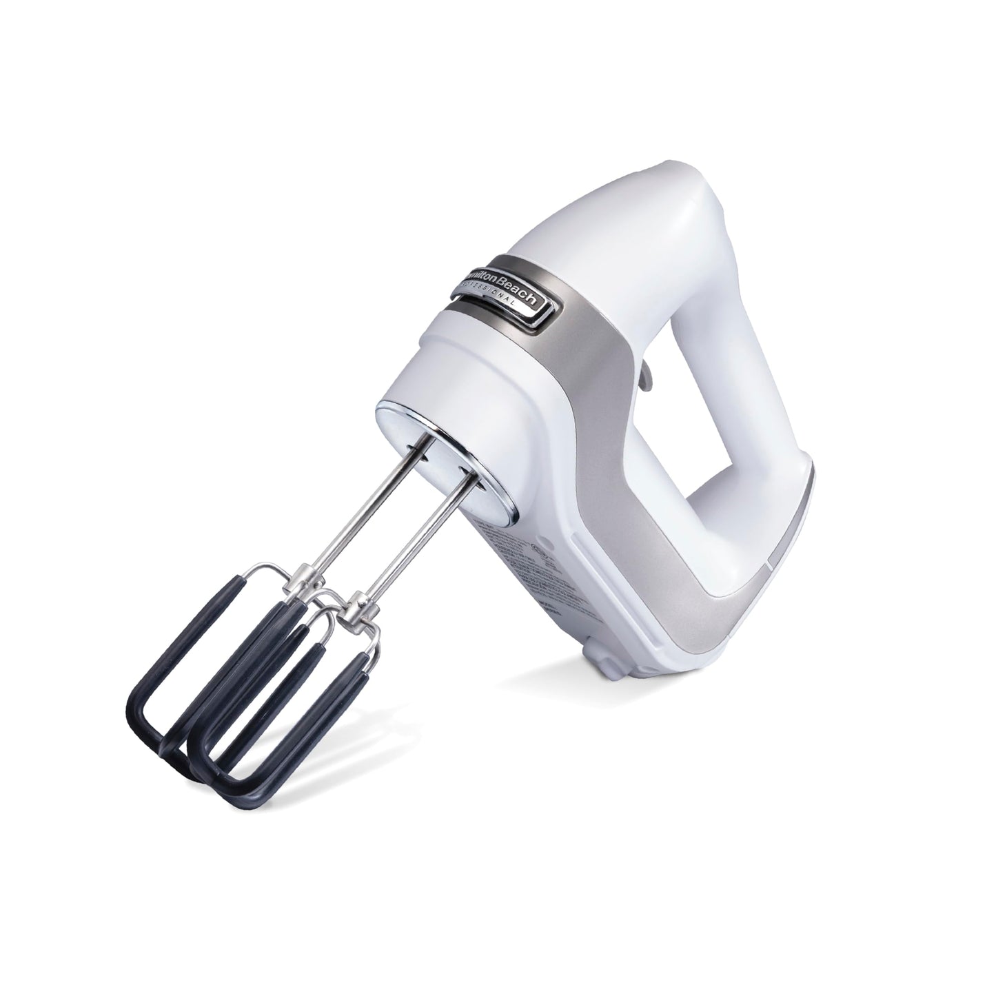 Hamilton Beach Professional 7-Speed Digital Electric Hand Mixer with High-Performance DC Motor, Slow Start, Snap-On Storage Case, SoftScrape Beaters, Whisk, Dough Hooks, White (62656)