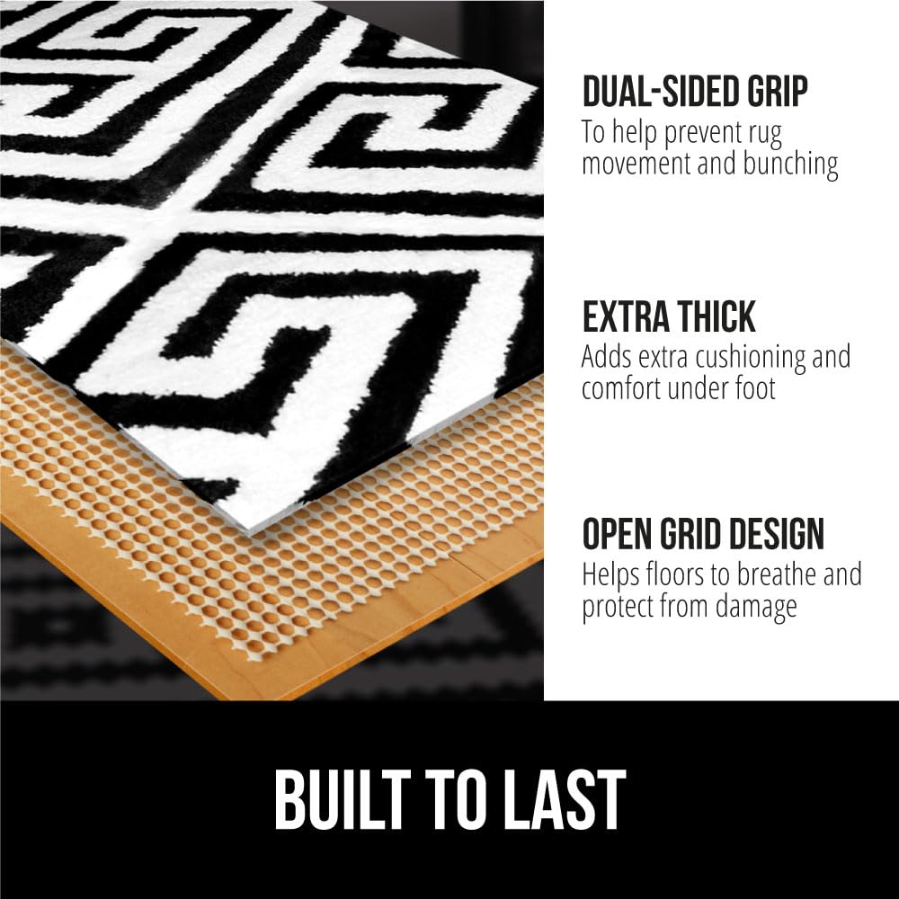 GORILLA GRIP Extra Strong Rug Pad Gripper, 6x9 FT, Grips Keep Area Rugs in Place, Thick, Slip and Skid Resistant Pads for Hard Floors, Under Carpet Mat Cushion and Hardwood Floor Protection