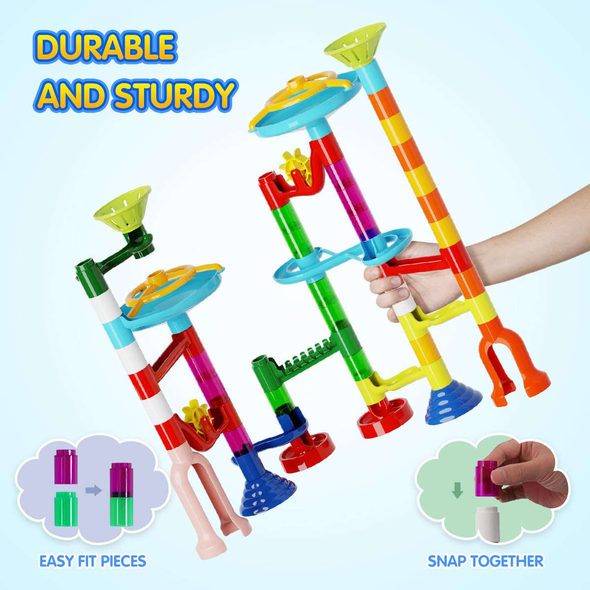 ifollower Marble Run, 110pcs Marble Maze Game Construction Building Toys for Kids, Marble Track Race Set STEM Learning Toys Gift for Boys Girls 3 4 5 6 7 8 9 10+