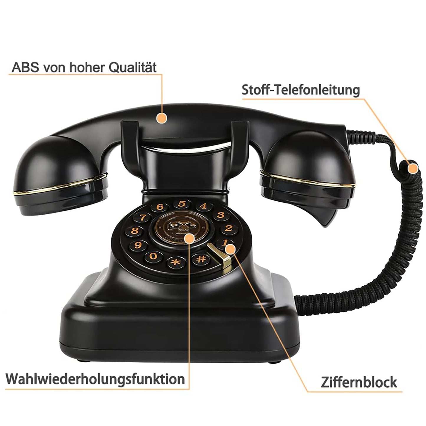 Sangyn Retro Landline Telephone Classic Rotary Design Old Fashioned Corded Desk Phone for Home and Office