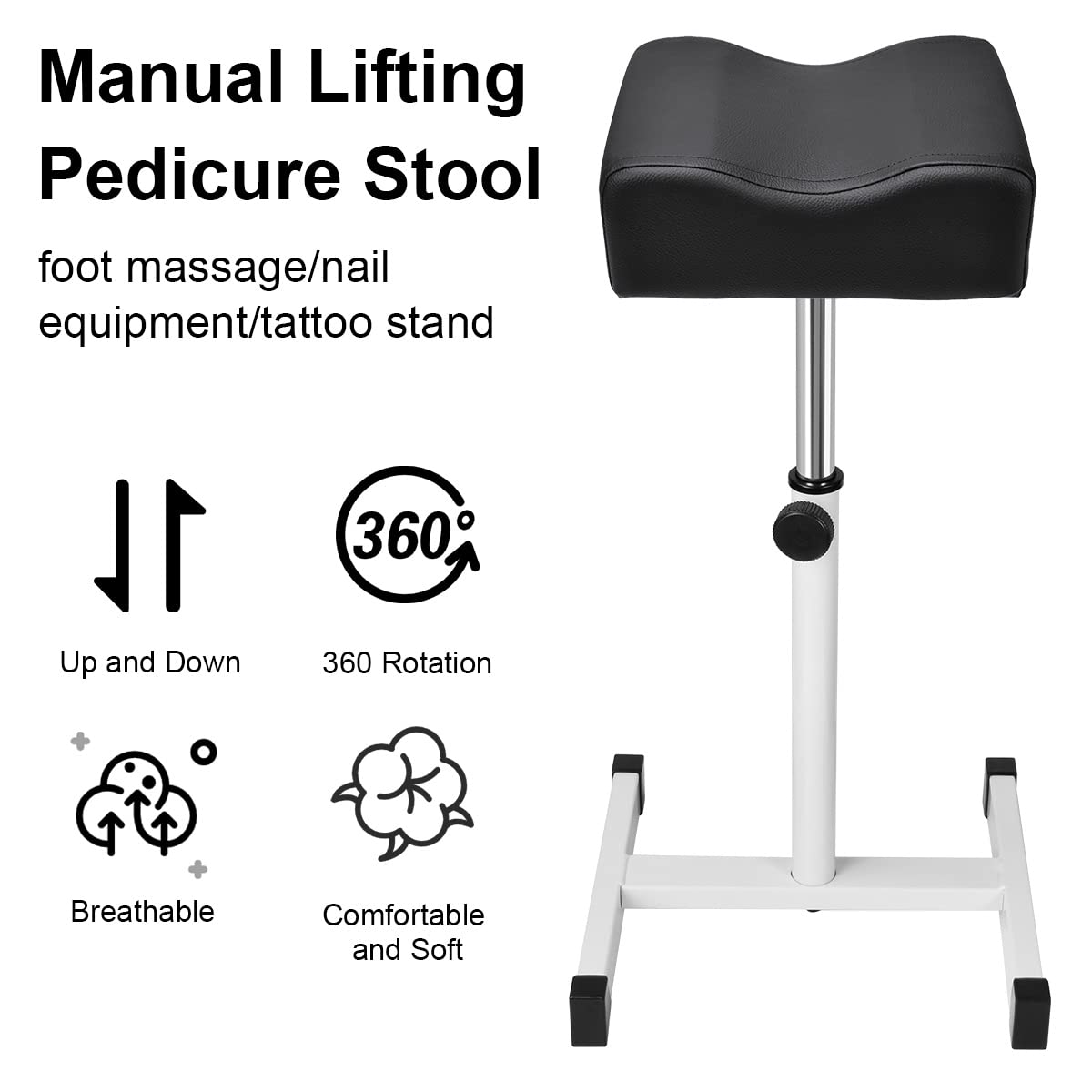 FLOLXNB Pedicure Manicure Footrest, Foot Massage Manicure Nail Beauty Stool Stand, Adjustable Height Footstool for Home Beauty Salon Spa Tattoo(Black)