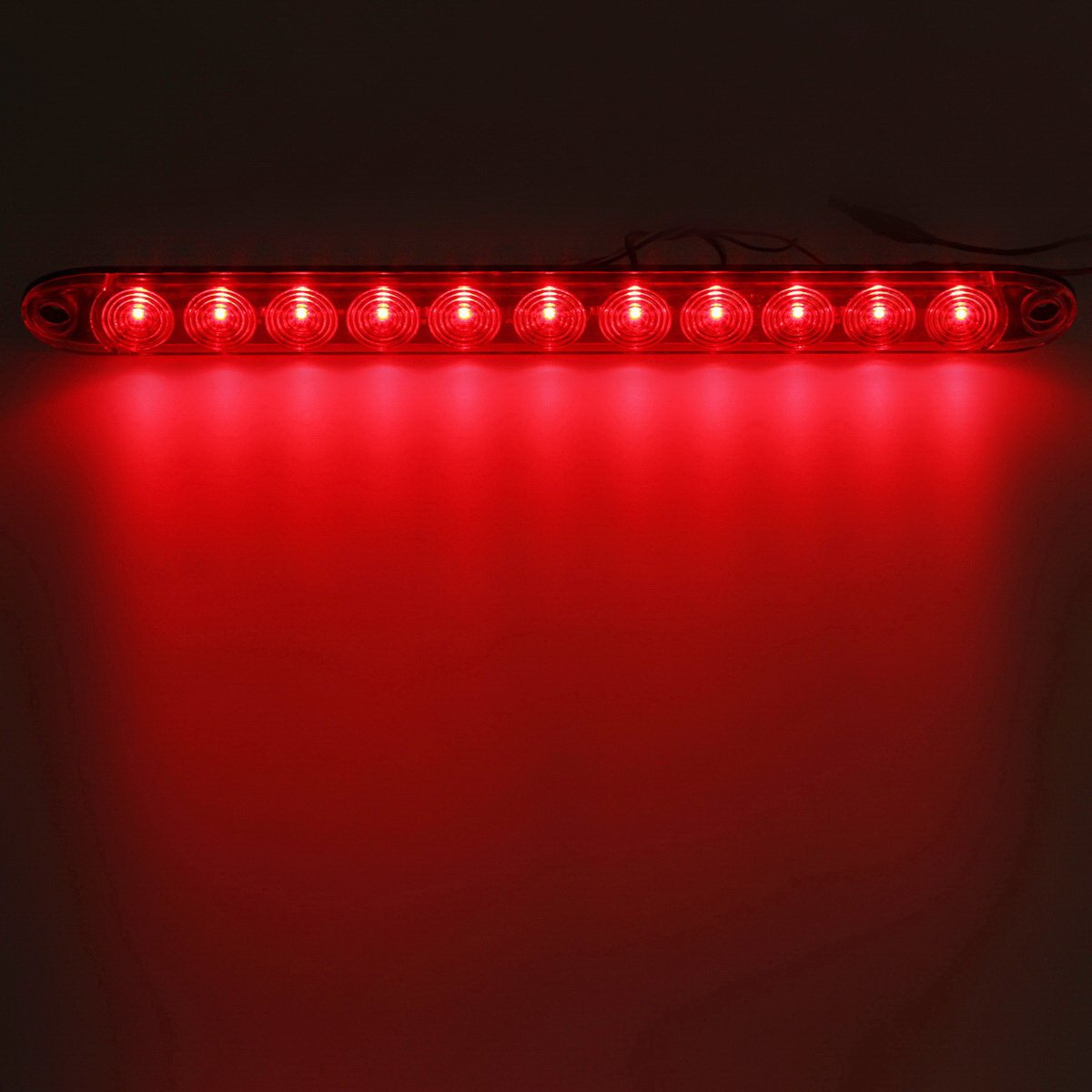 Partsam 2pcs 15" inch Clear Lens Red 11 LED Flange Mount Trailer Truck RV Stop Turn Signal Tail Lamps 3rd Third Brake Light Bar Warning Light ID Bar