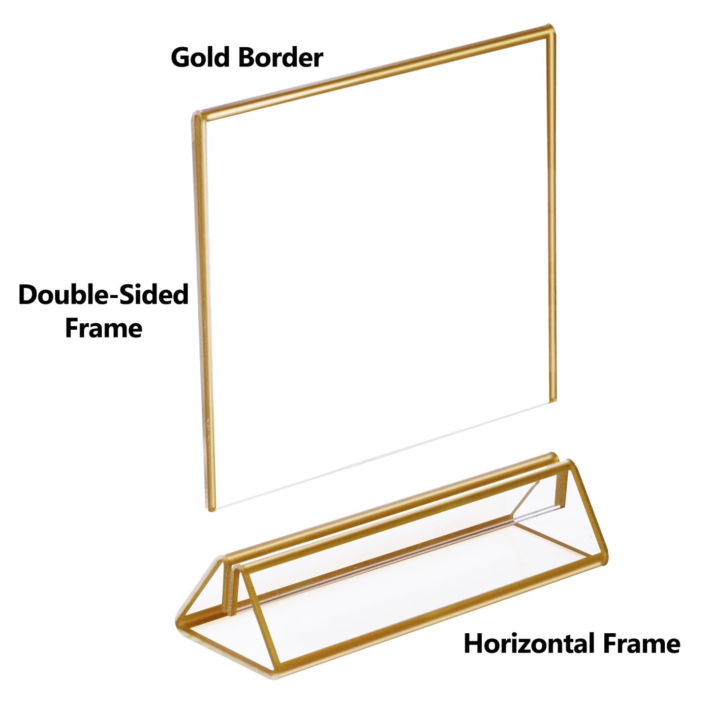 Boxalls Acrylic Sign Holders 5x7 in Gold, 6 Pack Picture Frame Table Number Wedding Holder, Horizontal Photo Stand Double Sided, Menu Recipe Restaurant Reserved Display Centerpieces Bulk Frames