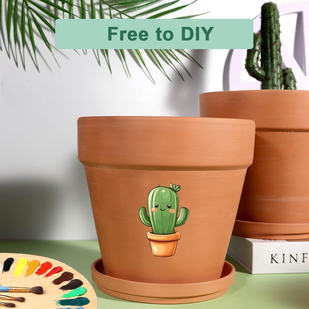 8 Inch Clay Pot for Plant with Saucer - 2 Pack Large Terra Cotta Plant Pot with Drainage Hole, Clay Planters Pot, Terracotta Pot for Indoor Outdoor Plant