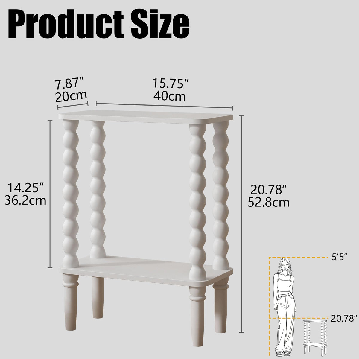 Veegle Narrow Side Table, Small End Table with Storage Shelf, Modern Bedside Table Night Stand for Living Room, Bedroom, Office and Small Spaces (White)