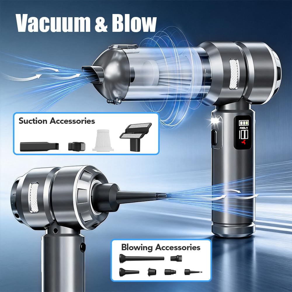 Handheld Vacuum Cordless, 25KPA Powerful Rechargeable Portable Car Vacuum Cleaner Mini Car Cleaner for Pet Hair, Car, Home, Office, Kitchen