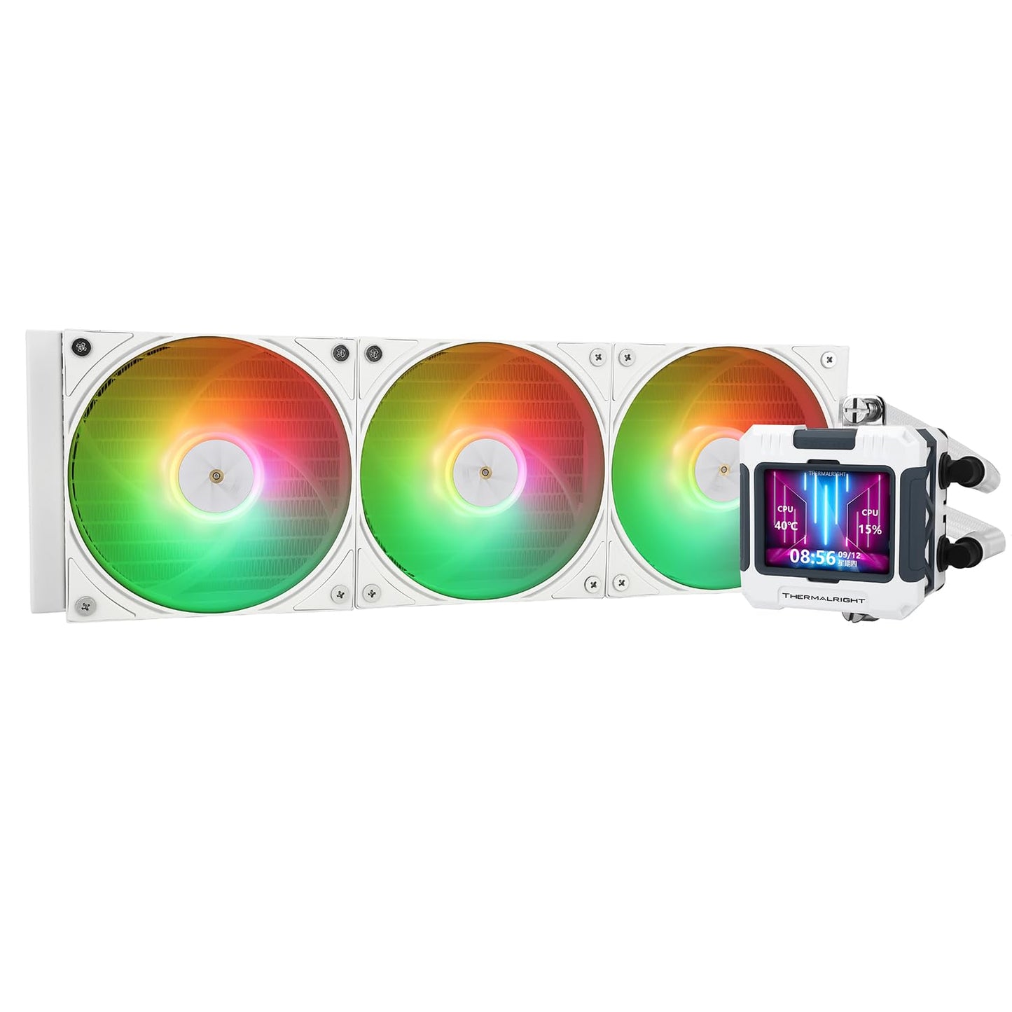 Thermalright FW 360 White ARGB-360mm AIO CPU Liquid Cooler,IPS LCD Screen with 320 * 240 Resolution,for AM4/AM5/Intel LGA1700,‘2.4 inch’Magnet-Absorbent LCD Screen for Images -White