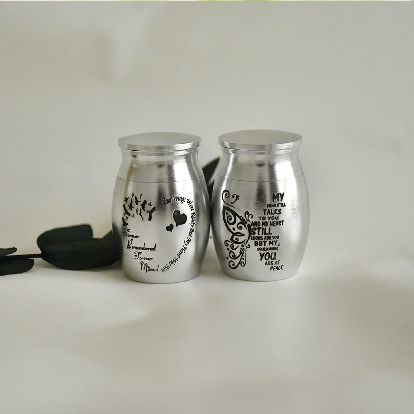 Small Urns for Ashes - Set of 4 1.57 Inch High Aluminium Mini Keepsake Urns for Human/Pet Cremation Ashes - My Mind Still Talks to You