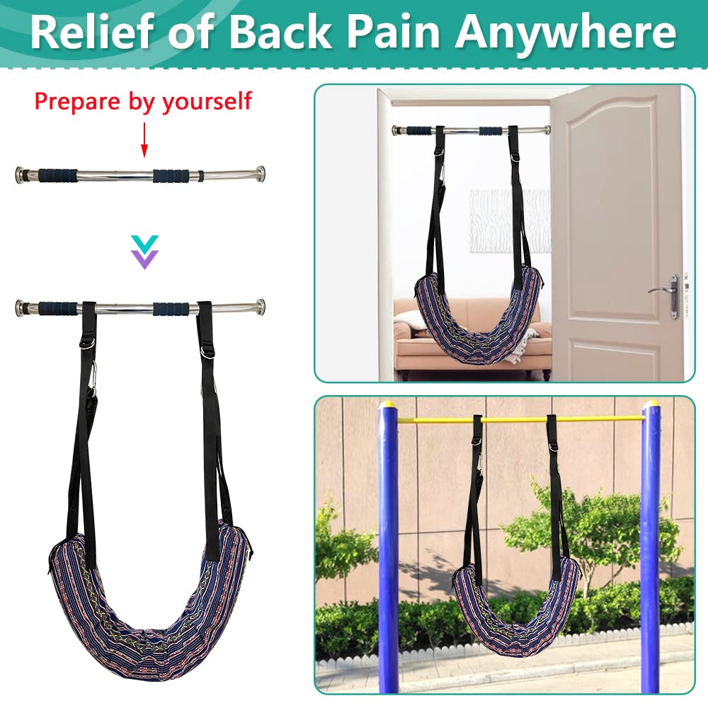 Spine Decompression Back Traction Device Spine Stretcher Back Stretcher for Lower Back Pain Relief Spinal Decompression Back Stretching Device Door Traction Pillow for Joint Stretching