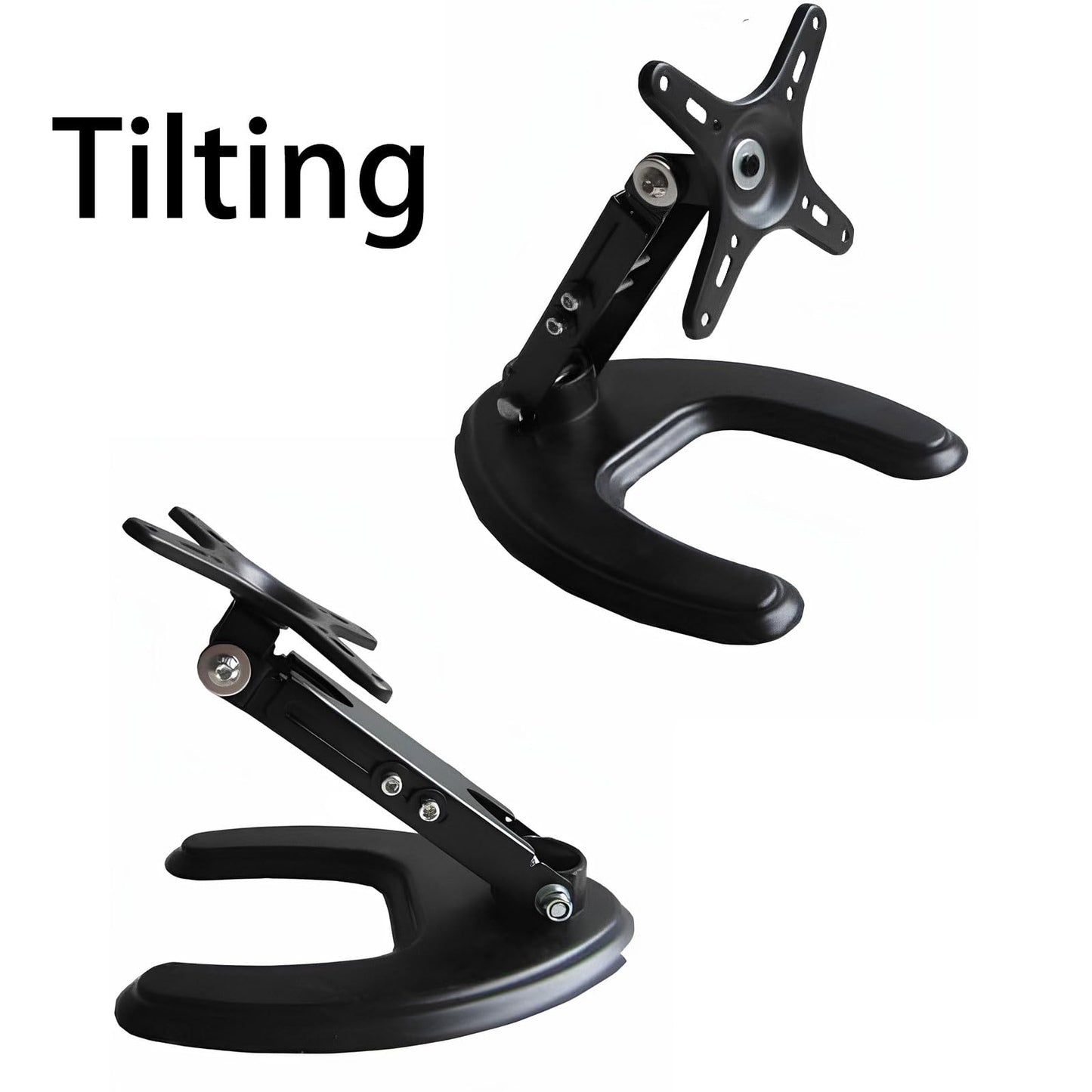Seaigle TV Monitor Stand for 10-27 Inch Screens, Free Standing Desk Mount with Tilt, Adjustable Height, Rotation, Hold up to 8kg, VESA 75x75 100x100 mm