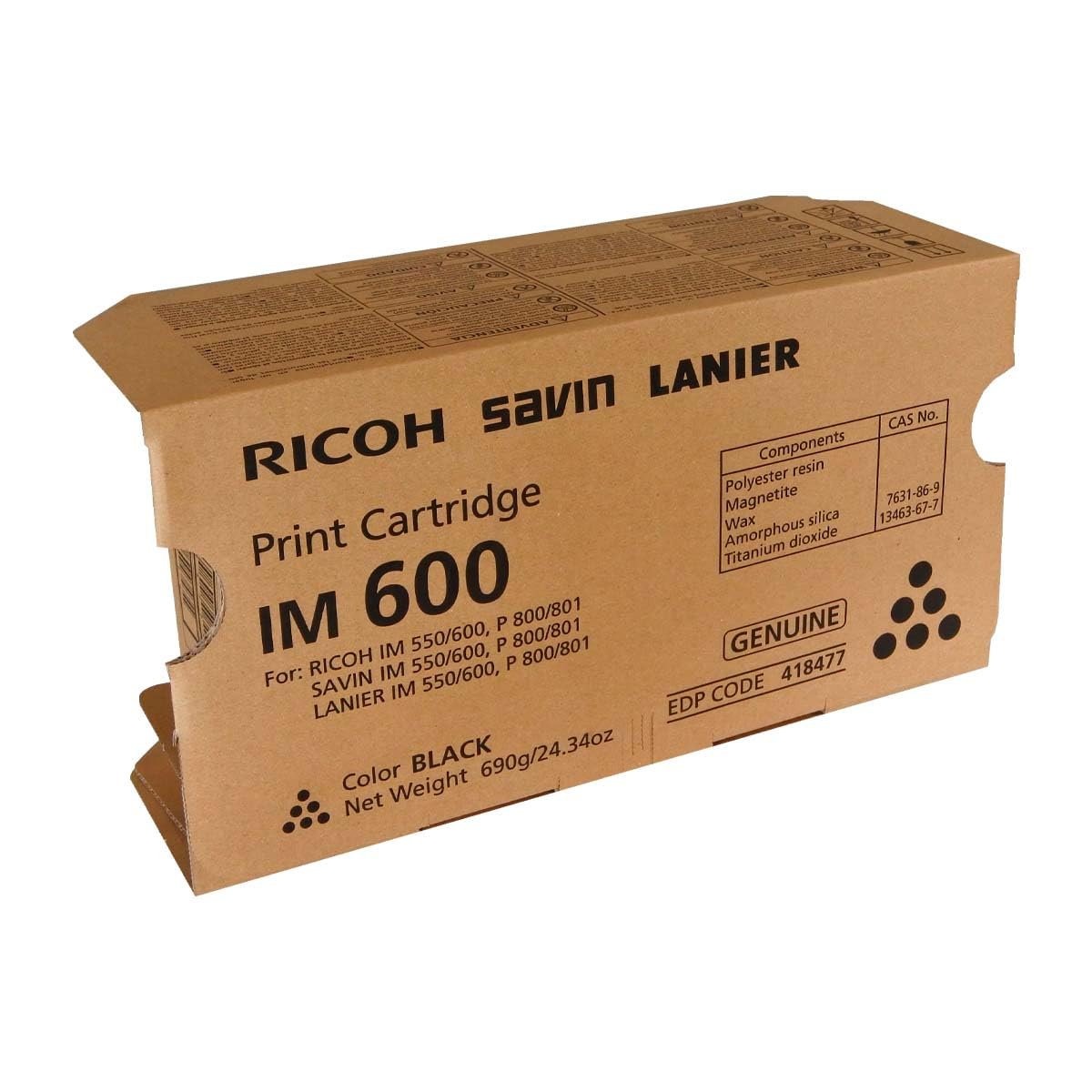 RICOH 418477 Black Print Cartridge IM 600 for P 800, P 801
