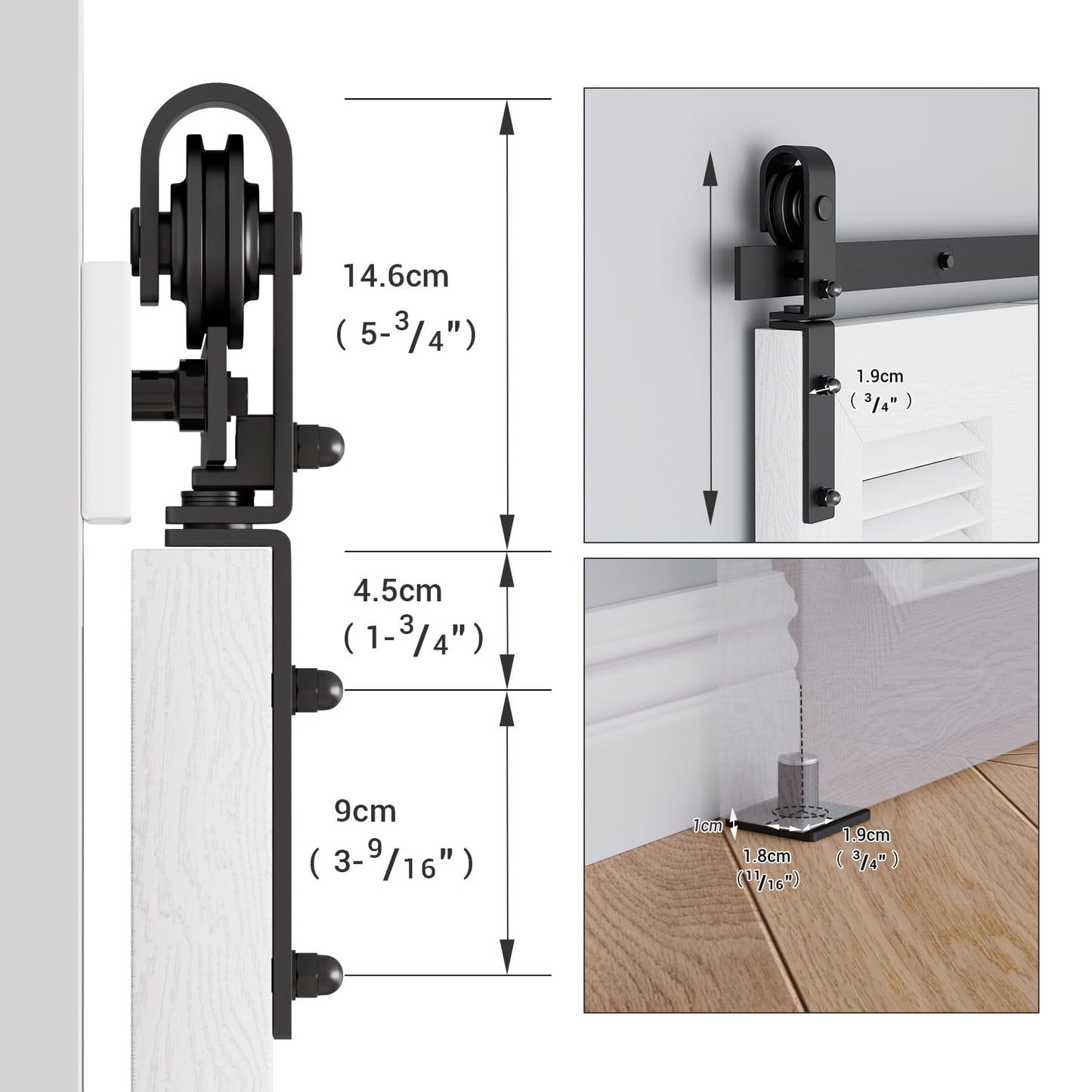 TSMST 91CM/3FT Bi-Folding Sliding Barn Door Hardware,Quietly Simple and Easy to Install for 2 Doors Hardware Kit, Applicable to Door Openings 60-70CM