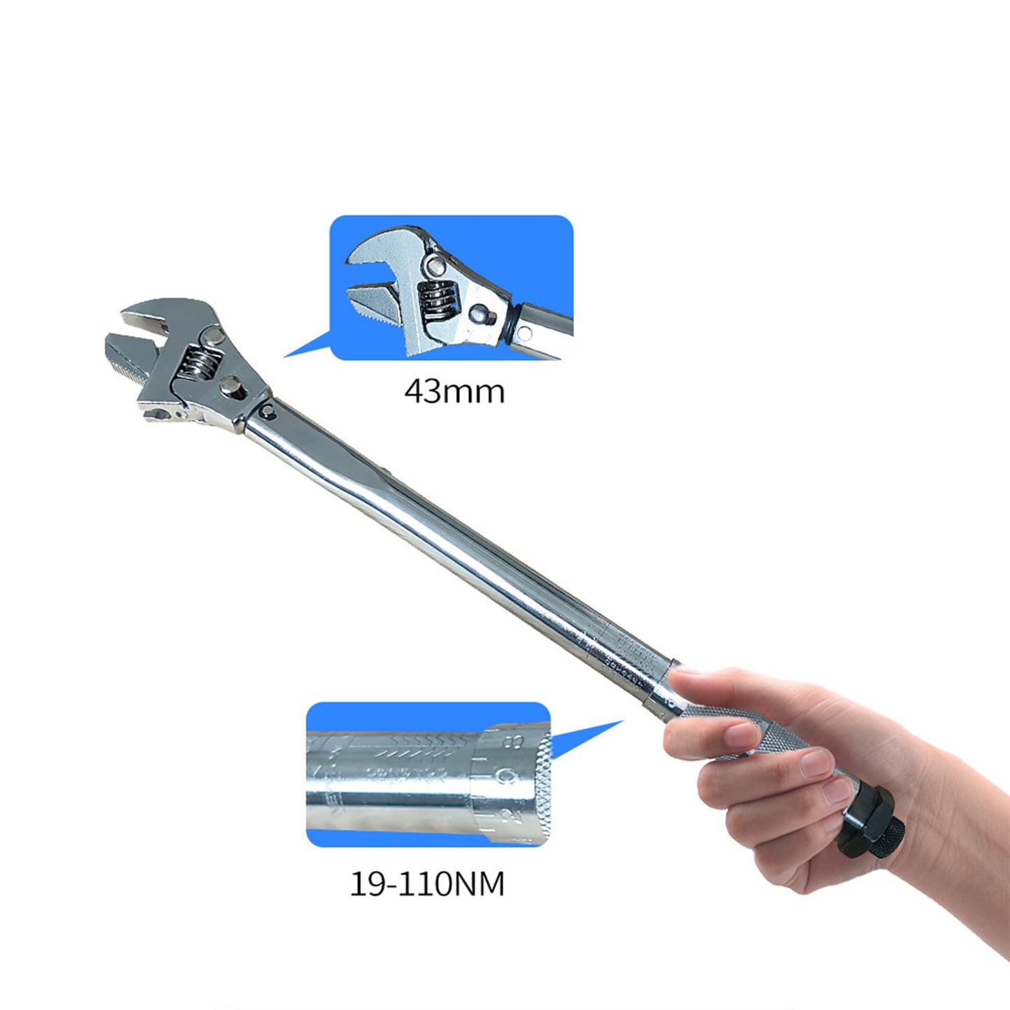 Adjustable Torque Wrench Spanner for Mini Split and Refrigeration System Heavy Duty Wrench with Quick Release 19-110NM