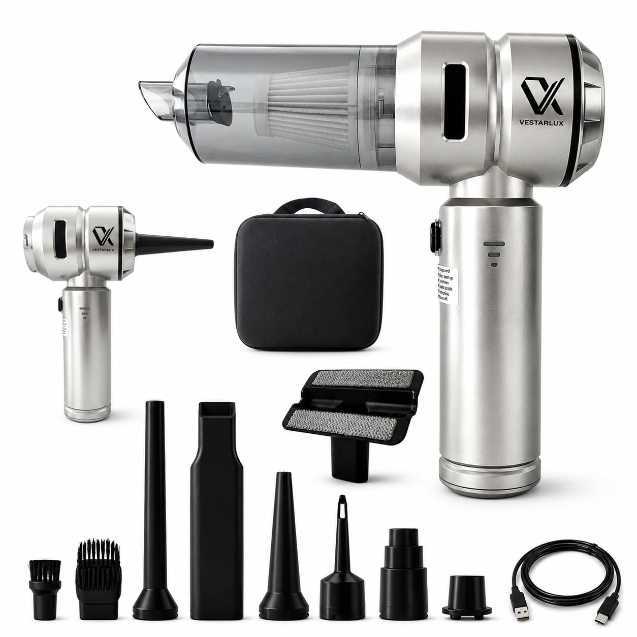 VESTARLUX Cordless Handheld Car Vacuum Cleaner – Powerful 25000PA Suction, 3-Speed Brushless Motor, Mini Portable 4-in-1 Vacuum & Blower for Car Interior, Pet Hair