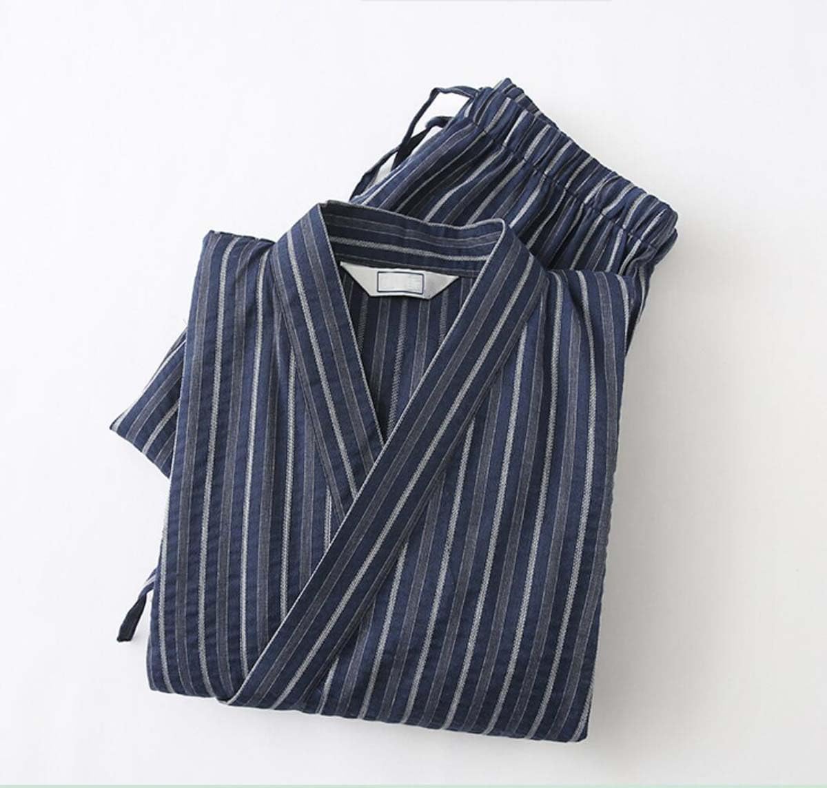 Men's Kimono Japanese Shirt and Pant Cotton Linen Loungewear Lounge Set Spa Bathrobe, Style 4 Multicolor, Random Style, Random Pattern