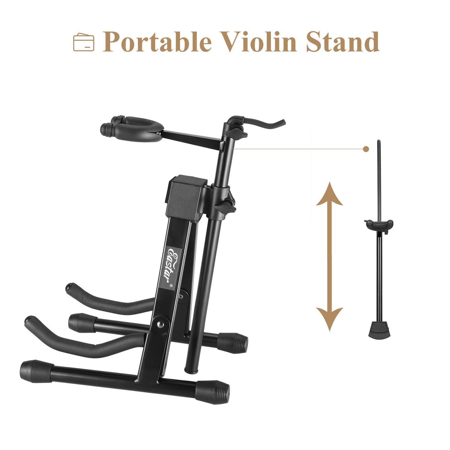 Eastar EST-006 Violin Stand Viola Stand with Bows Hook Holder Portable Adjustable