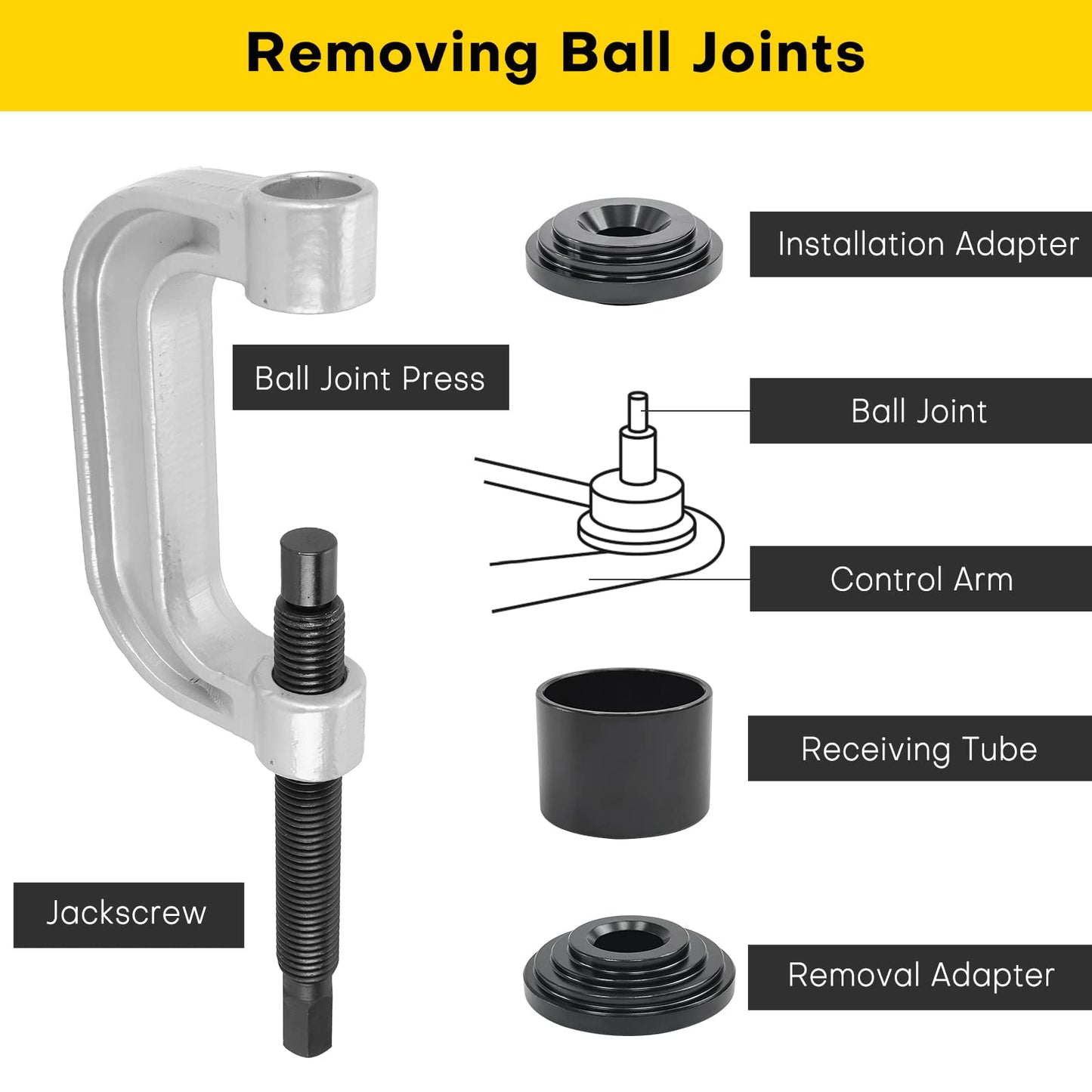 Acymner Ball Joint Press & U Joint Removal Tools | Heavy Duty Ball Joint Service Tool with 4-Wheel Drive Adapters fits Most 2WD and 4WD Car Pickup and Light Truck