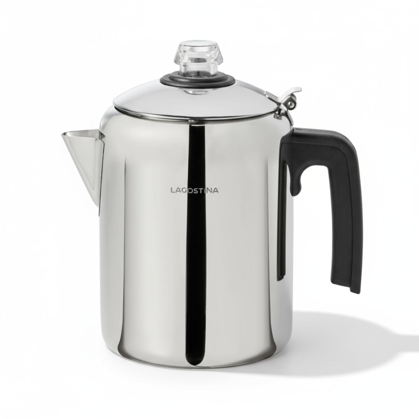 Lagostina Stainless Steel Coffee Percolator, 8-Cup Stovetop Coffee Maker, Durable 18/10 Stainless Steel, Permanent Mesh Filter, Drip-Free Spout, silver