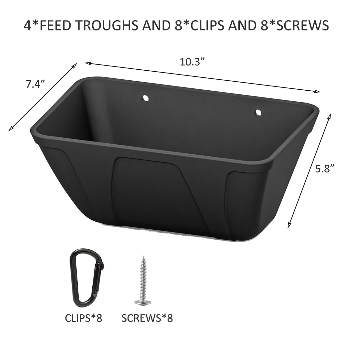 Chicken Feeder Hanging Feed Trough Waterer Bucket for Duck Goose Goat Sheep Dog Poultry & Small Livestock in Coop & Farm Goat Supplies Feeder (4, Black)