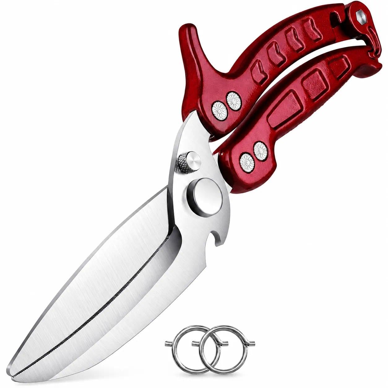 DRAGON RIOT Heavy Duty Poultry Shears - A Must Have Kitchen Shears for Chicken and Meat Cutting - Dishwasher Safe and Stainless Food Kitchen Scissors for Thanksgiving(Burgundy)