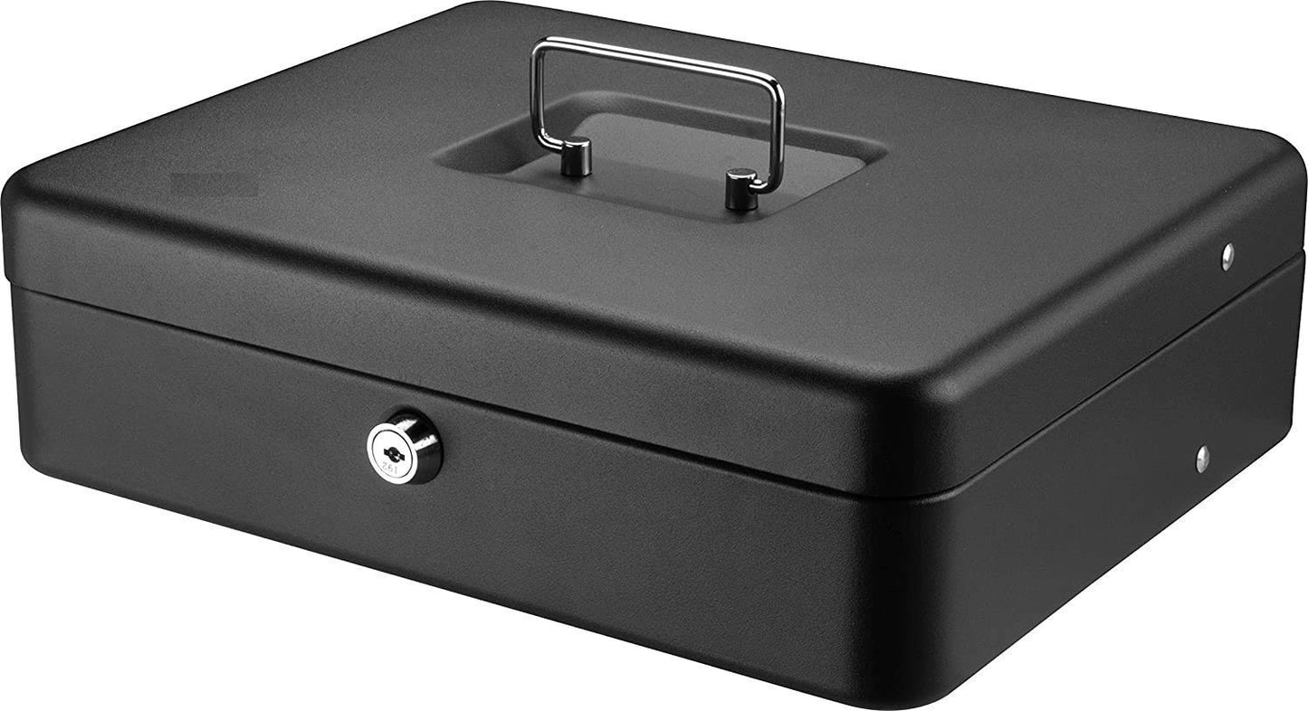 SentrySafe Money Safe Cash Box with Money Tray and Key Lock, 0.21 Cubic Feet, 3.75 x 12 x 9.5 inches, CB-12, Black