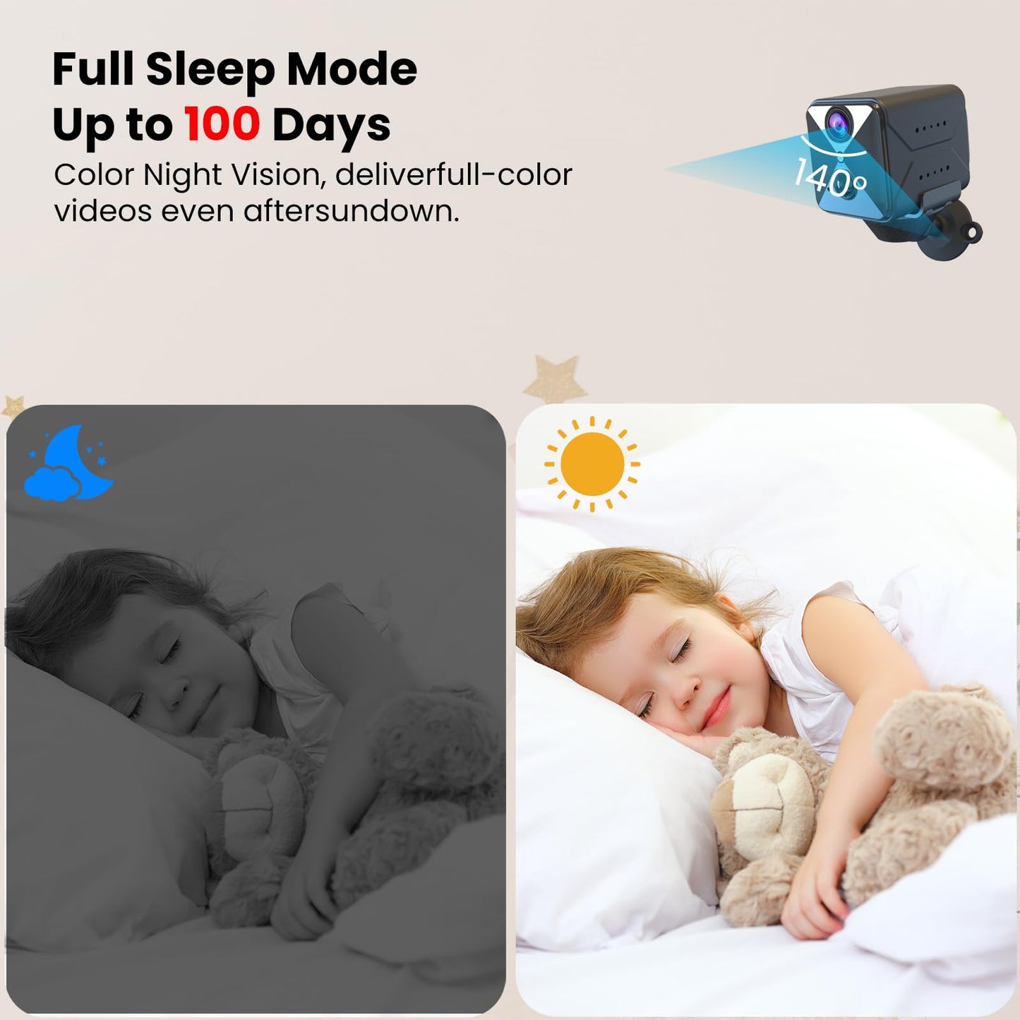 2025 Upgraded Security Camera,4K HD Mini Cam for Home with Night Vision,100 Days Long Battery Life, Motion Detection,Remote Viewing,Wireless Camera for Pet/Baby/Nanny Surveillance