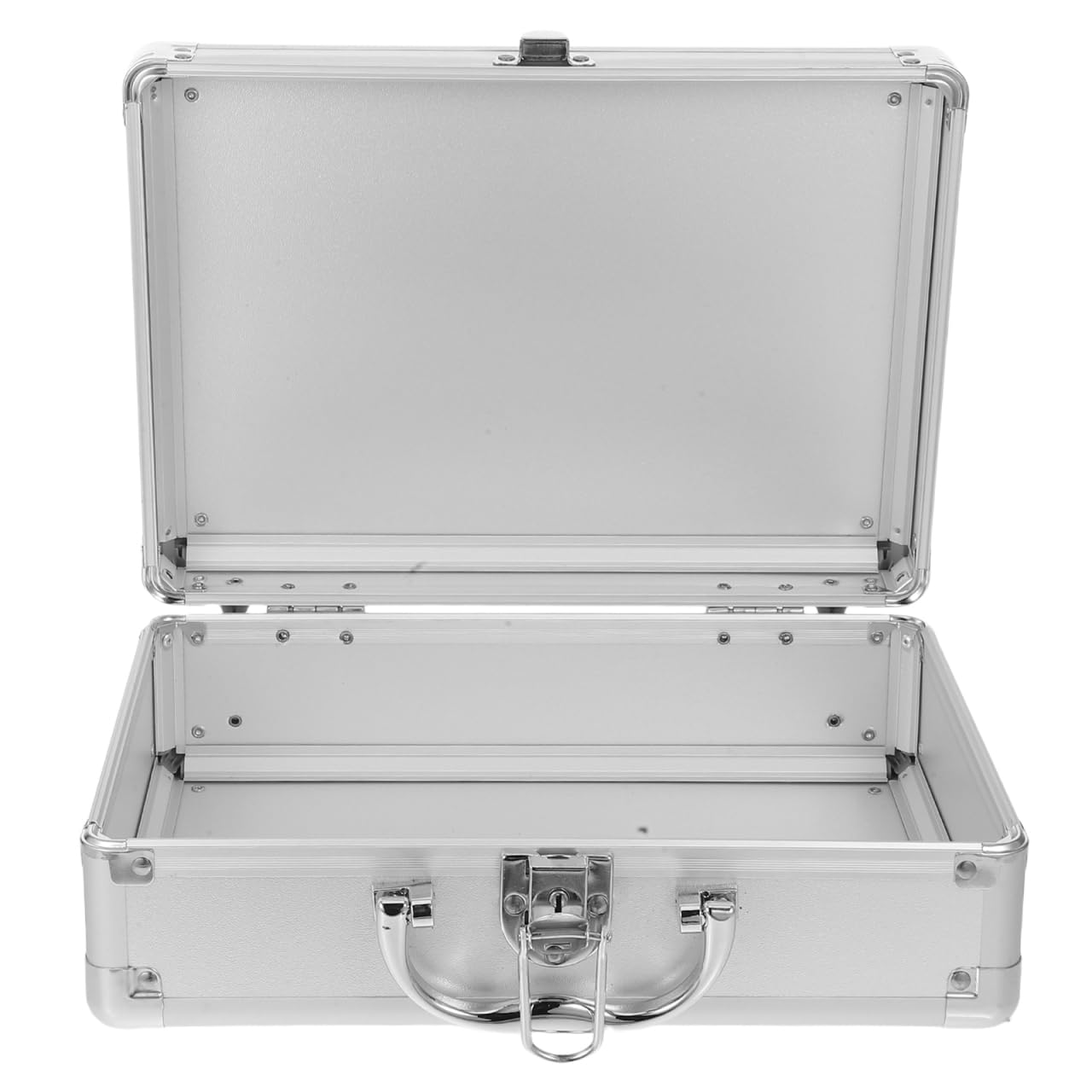 Aluminum Hard Case Tool Briefcase with Lock, Silver Carrying Case for Men’s Travel and Luggage, Protective Storage Box for Camera Drone Tools, 11.41 Inch, 1 Piece