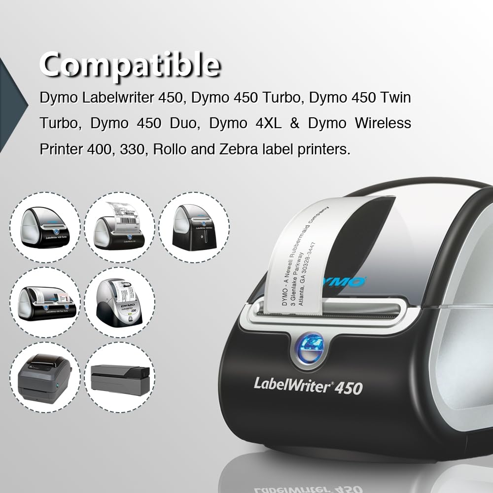 BETCKEY - Compatible DYMO 30334 (2-1/4" x 1-1/4" Removable) Medium Multipurpose Labels - Compatible with Rollo, DYMO Labelwriter 450, 4XL & Zebra Desktop Printers[6 Rolls/6000 Labels]