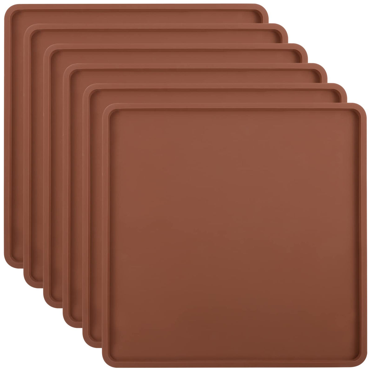 Aulock 6 Pcs Silicone Food Dehydrator Sheets with Edge, Compatible with Cosori/Excalibur/Magic Mill 14" x 14" Trays, Square Non-stick Tray Liner, High Temperature Resistance Reusable Dryer Mats