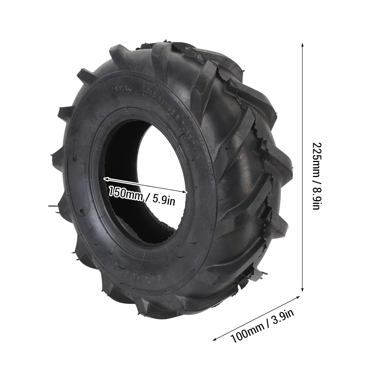 13x5.00-6 Tire, Tubeless Tiller Tractor Tire, Agricultural Tractor Lug Tread Tubeless, Replacement Riding Mower Front Wheel Assembly, 1 Pack