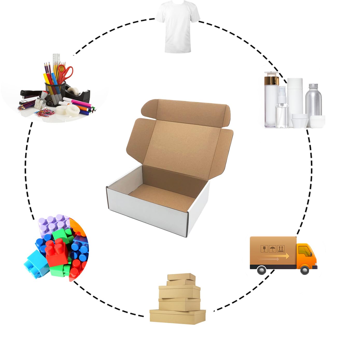 Livejun 8x6x3 inch Shipping Boxes Set of 25,White Corrugated Cardboard Box for Mailing Literature Mailer Small Business Packing Gifts Shipping Packaging Craft Giving Products (8 x 6 x 3 Inches)
