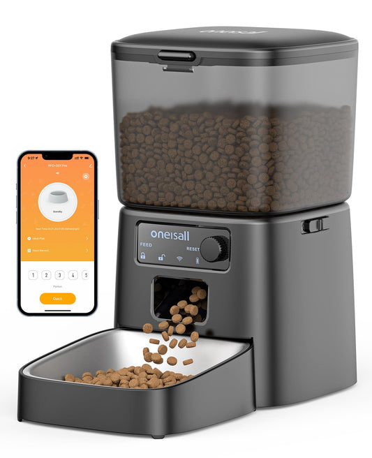 oneisall Automatic Cat Feeder, WiFi Cat Food Dispenser with App Control, Auto Cats Feeder Automatic for Dry Food, Smart Pet Food Dispenser with Portion Control for Small Pets Indoor