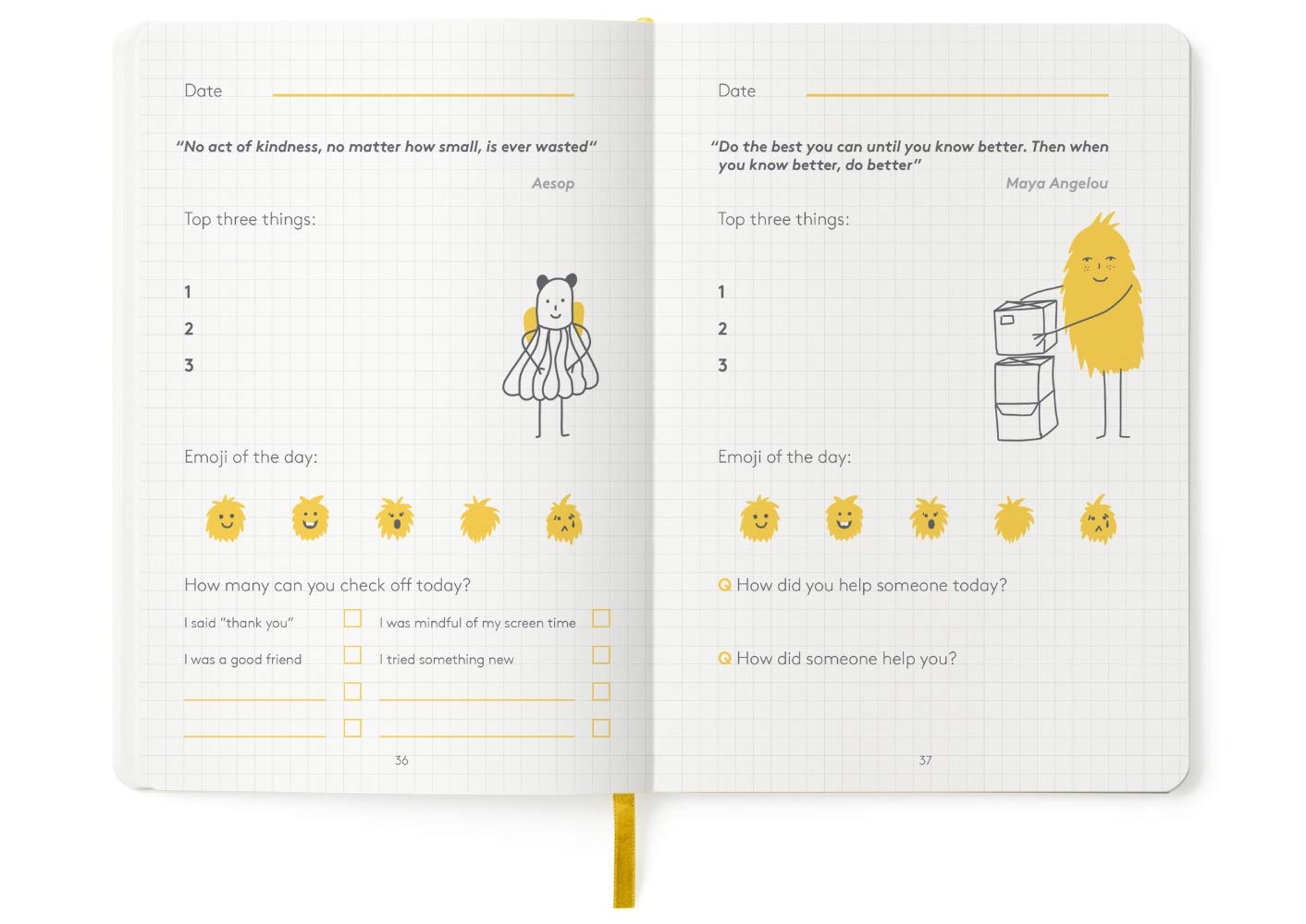 HappyMe - Gratitude Journal for Kids with Daily Prompts, Writing Notebook to Express Thoughts & Feelings, Growth Mindset and Learning Tool for Ages 6-12, Perfect for Reflection, English (US), (Yellow)