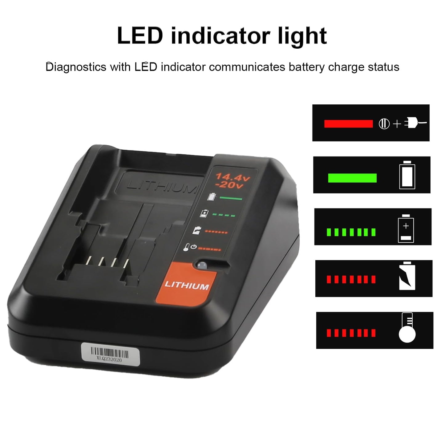 20V Charger Replace for Black and Decker 20V Max Battery Charger BDCAC202B Compatible with Black and Decker 20 Volt Lithium Battery LBXR20 LBXR2020 LB2X4020 PCC685L PCC680L PCC681L