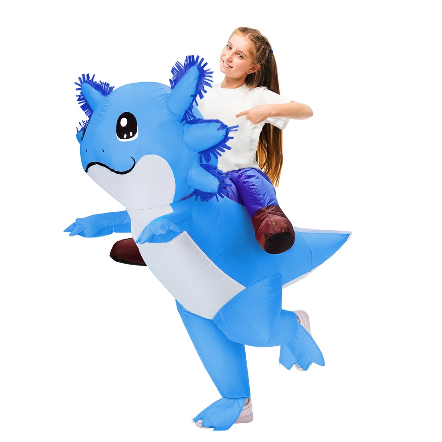 Stegosaurus Inflatable Axolotl Costume for Kids Halloween Costumes Kid Blow Up Costume Ride on Axolotl Costumes Boys Girls