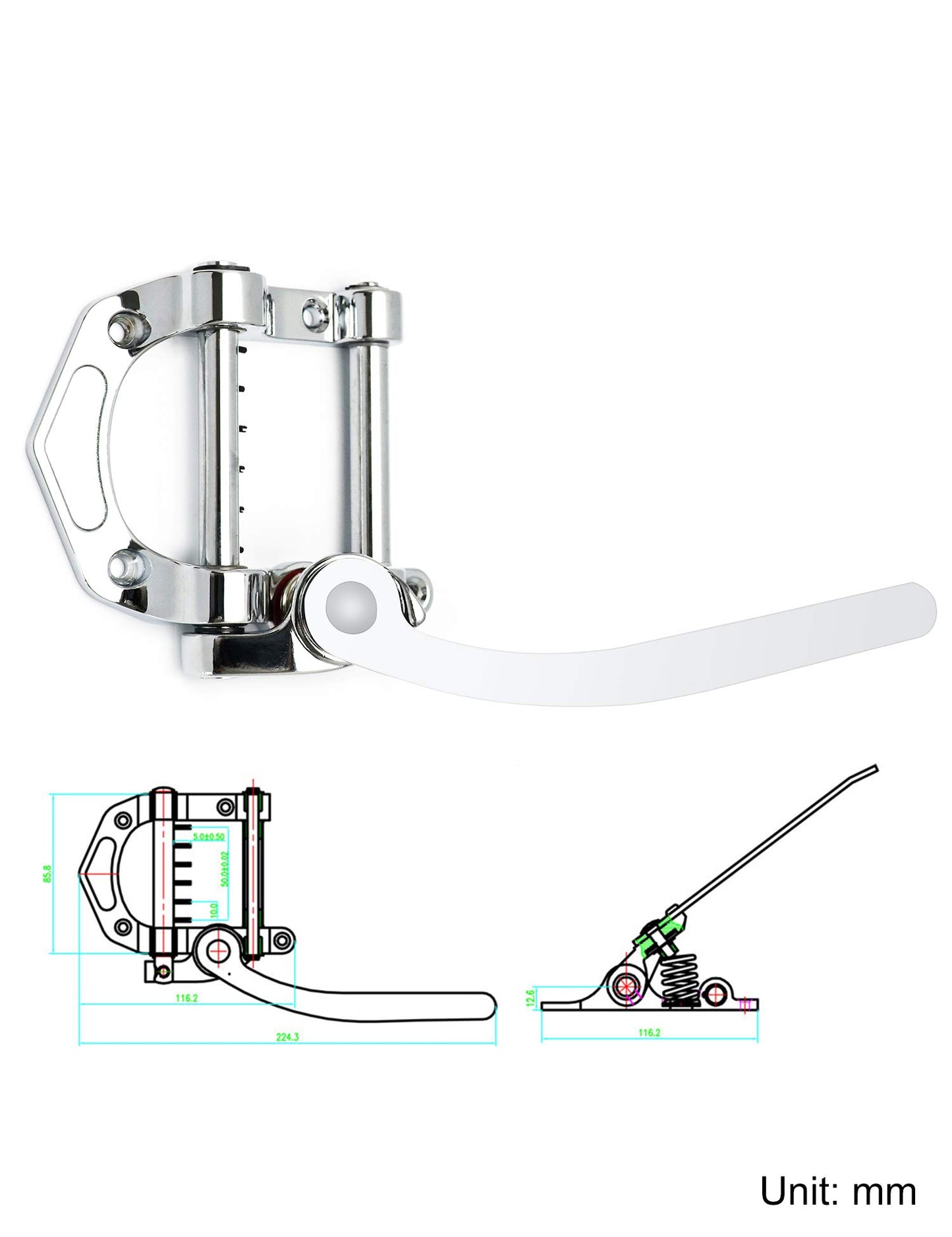 Metallor Guitar Tremolo Bridge Vibrato Tailpiece Compatible with SG LP Tele Style Flat Top Electric Guitar Chrome.