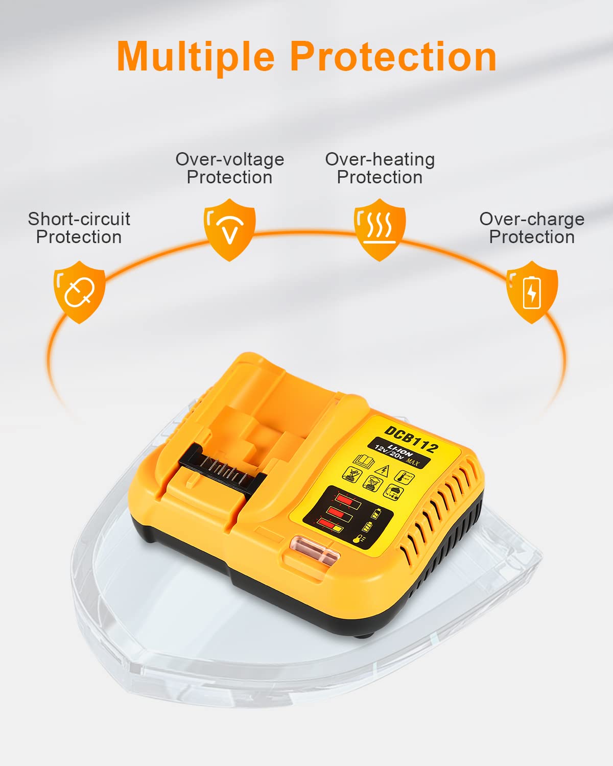 Replacement for Dewalt 20V Max Battery Charger DCB112, Compatible with Dewalt 12V 20V Max Lithium Battery DCB203 DCB204 DCB205 DCB205 DCB120 DCB123 DCB125 DCB127 DCB112 DCB115 DCB118 DCB102 DCB104