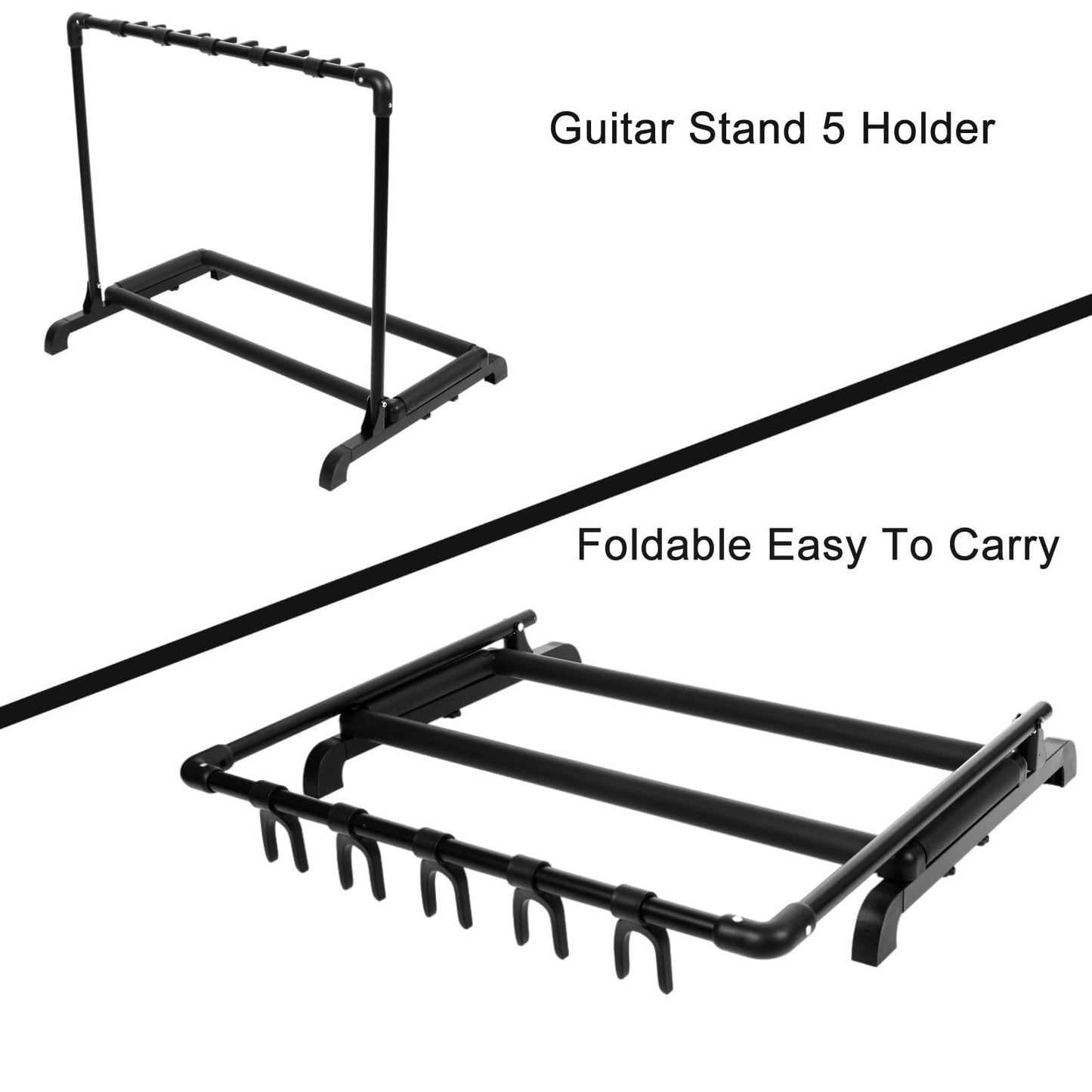 YEVVAIOC Multi Guitar Stand 5 Guitar Stand Rack Folding Guitar Stand Multiple 5-Space Instrument Stage Studio Display Rack Movable 5 Holder.