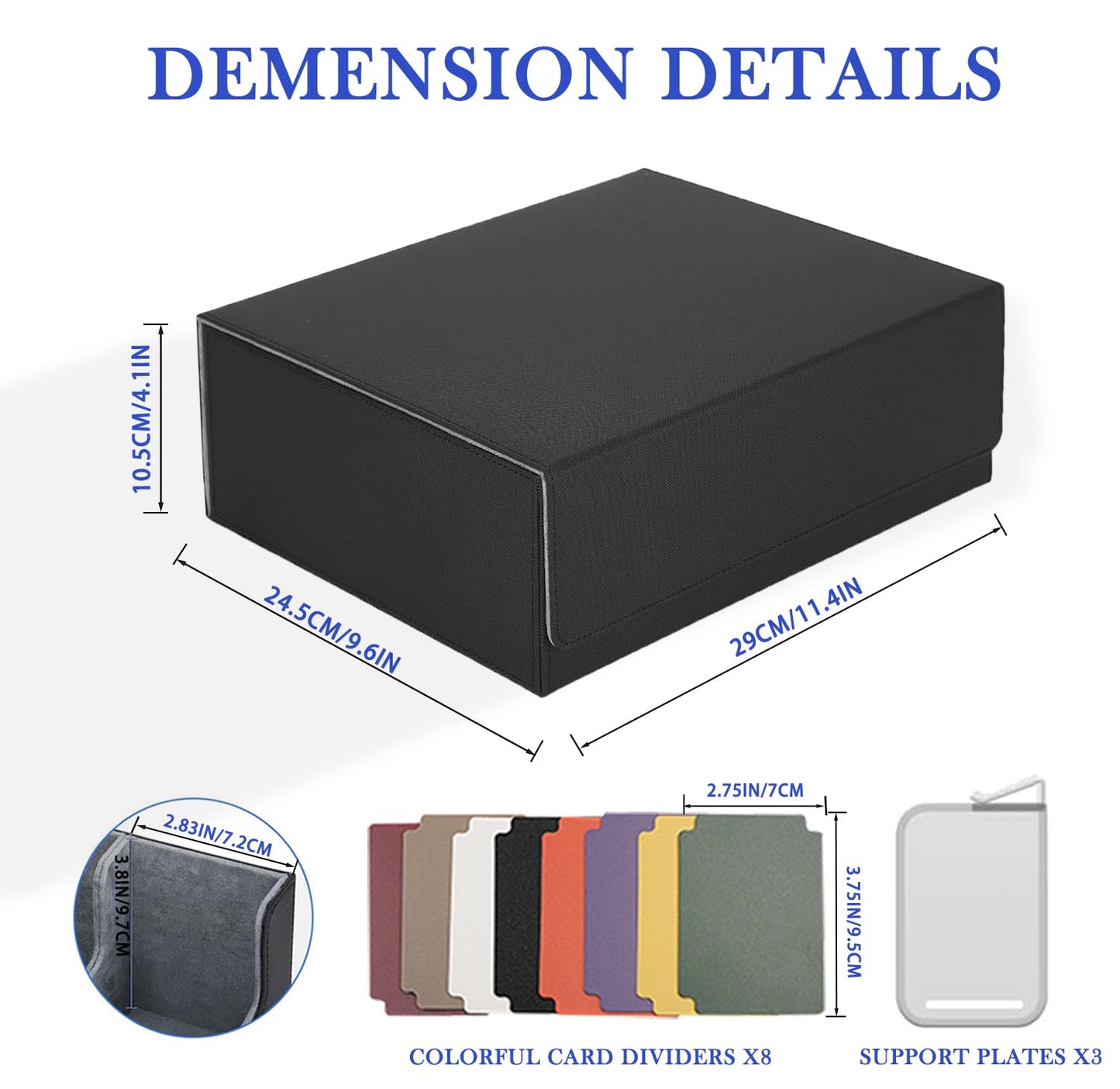 TERRALYX Card Deck Case for Trading Cards 1800+, Trading Card Storage Box with 8 Dividers and 3 Stoppers, Leather Magnetic Closure Deck Box Fit for YuGiOh, MTG and Sport Cards（gray）