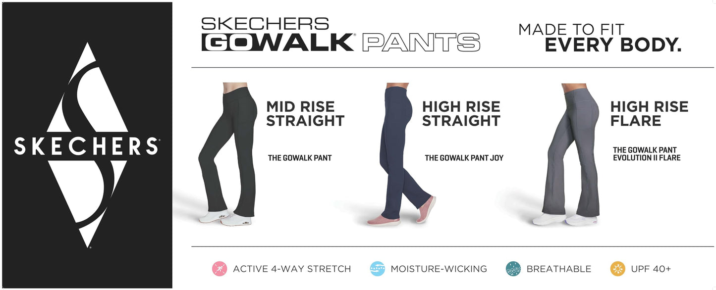 Skechers Womens Go Walk High Waisted Evolution Flare Pant, Bold Black, Large