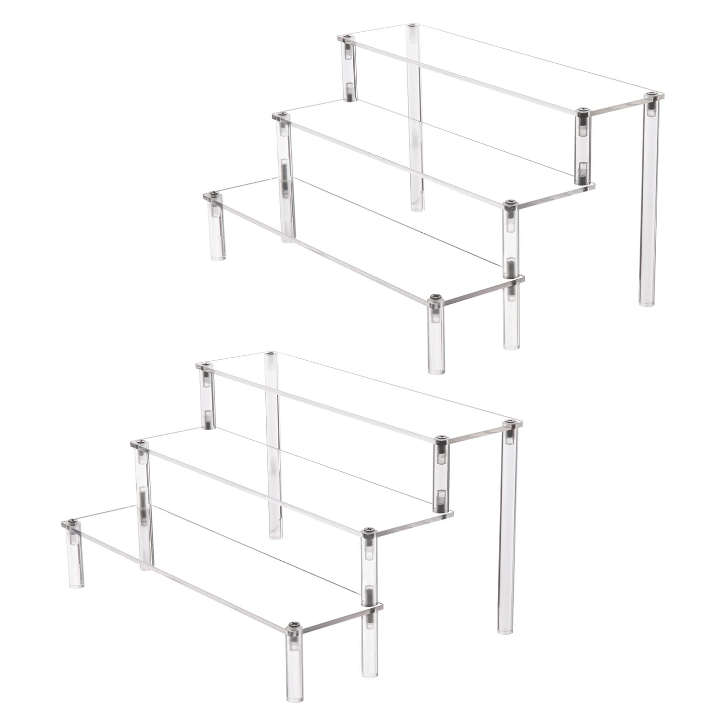 HOMECOOKER Clear Acrylic Display Riser Cupcake Stand Pop Figure Display 3 Steps for Decoration and Organiser (3 Tier, 2Pack)