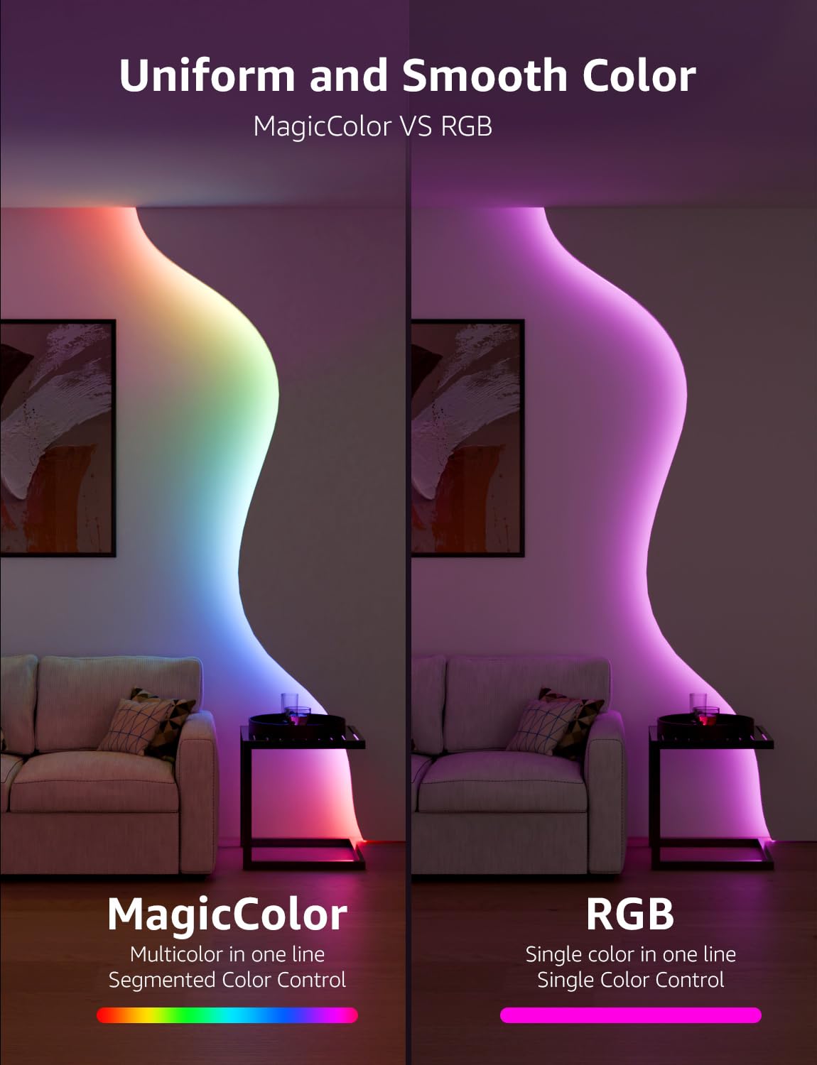Lepro S2 RGBICWW Led Light Strips, RGBIC with Warm and Cool White, WiFi Led Lights Work with Alexa & Google Assistant, App Control Led Lights Strip for Bedroom, Living Room, TV Backlight 32.8ft