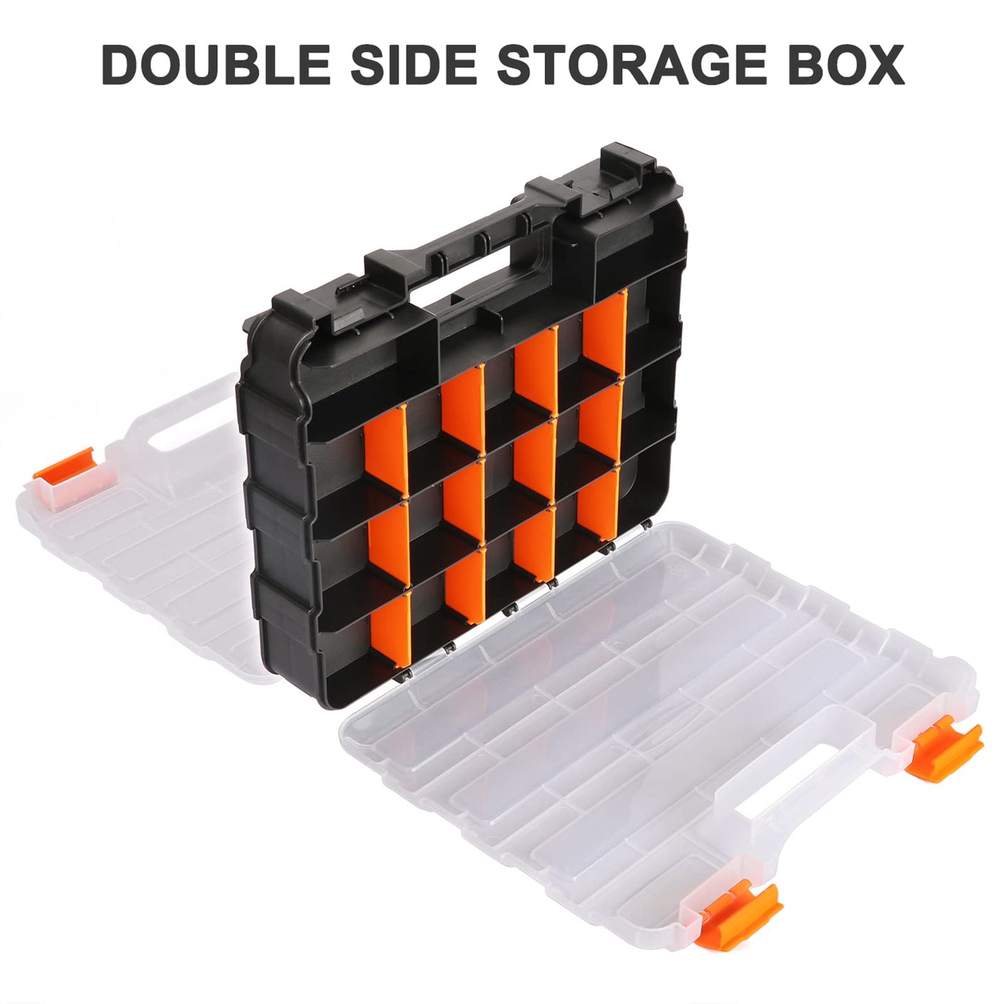 Mayouko Double Side Tools Organizer, Customizable Removable Plastic Dividers, Hardware Box Storage, Excellent for Screws,Nuts,Small Parts, 34-Compartment,2 PCS Set,12.6"L x 10.6"W x 3.2"H
